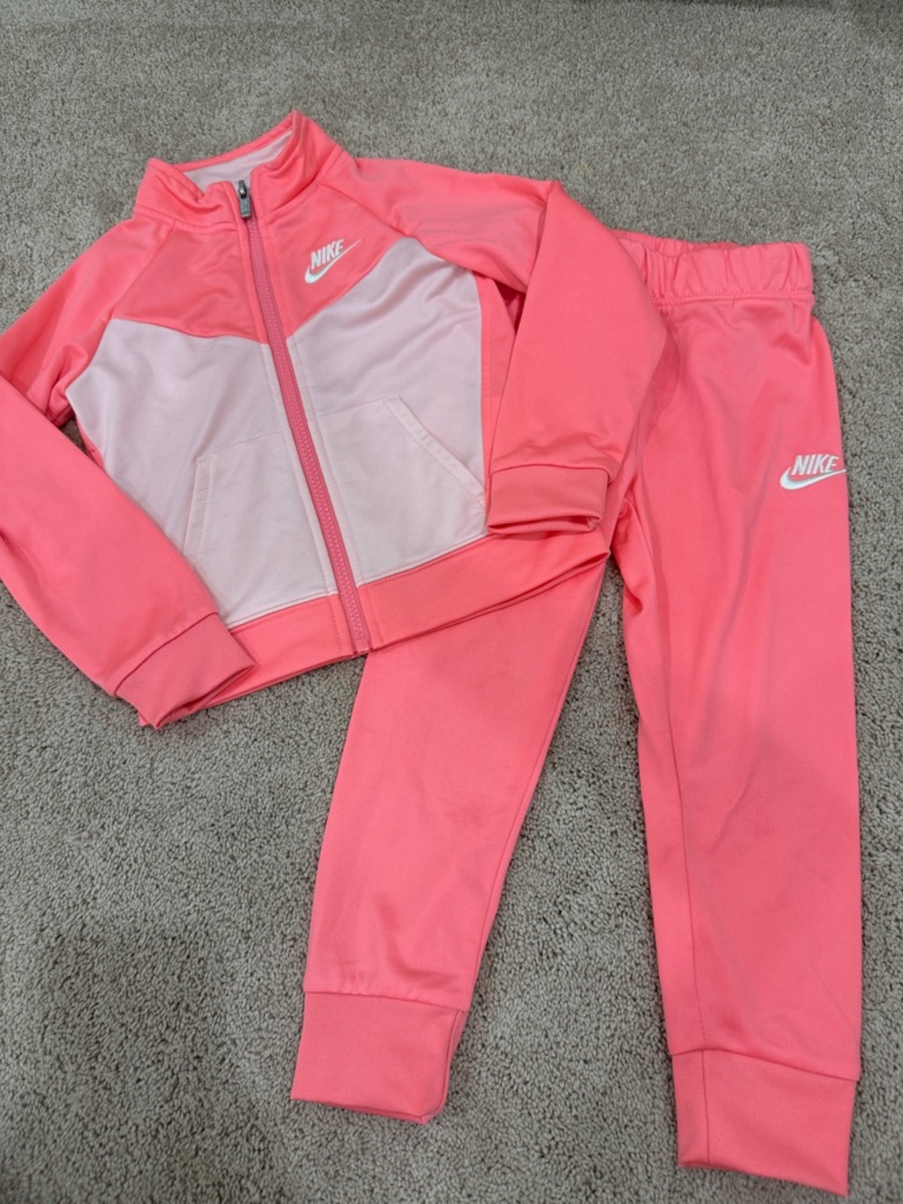 Nike Coral & Light Pink Girls' Zip Track Jacket and Pants